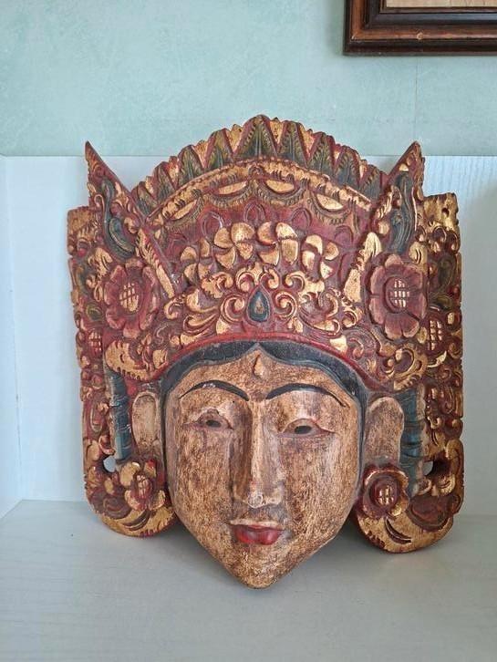 FRAAI! Oud Balinees masker/ houtsnijwerk/ jaren '50, Antiek en Kunst, Kunst | Niet-Westerse kunst, Ophalen of Verzenden