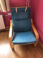 2 Ikea fauteuils met 1 voetenbankje, Ophalen, Hout, 75 tot 100 cm, Zo goed als nieuw