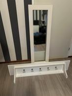 Landelijk Creme Witte Spiegel met Kapstok - 10 Haken, Huis en Inrichting, Woonaccessoires | Kapstokken, Zo goed als nieuw, Minder dan 100 cm