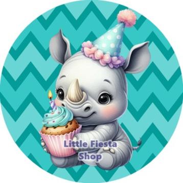 LF3601 ouwel neushoorn 20x4,7cm eetbare cupcake rondjes vers beschikbaar voor biedingen