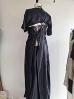 zwart zijden set small medium stretch satijn slipdress, Kleding | Dames, Maat 38/40 (M), Overige typen, Zwart, Ophalen of Verzenden