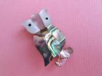 jwg Vintage 70s abalone parelmoer alpaca uil uiltje broche, Sieraden, Tassen en Uiterlijk, Antieke sieraden, Verzenden, Overige materialen