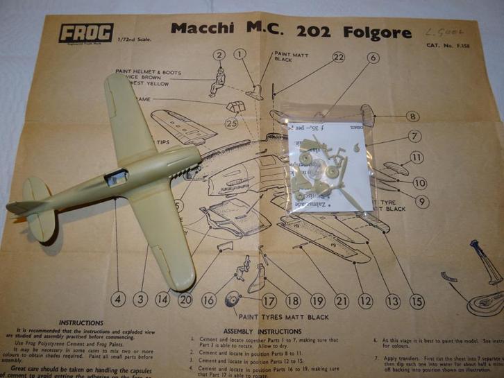 Macchi M.C. 202 Folgore Macchi - Frog - 1:72, Hobby en Vrije tijd, Modelbouw | Vliegtuigen en Helikopters, Gebruikt, Vliegtuig