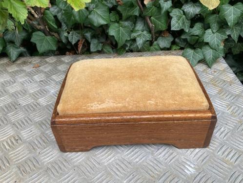 antiek massief eiken voetenbankje velours bekleding, Antiek en Kunst, Antiek | Meubels | Stoelen en Banken, Ophalen of Verzenden