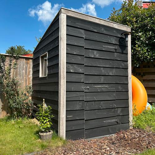Houten tuinhuis (2020) met eiken front (200x180x240), Tuin en Terras, Tuinhuizen, Gebruikt, Tuinhuis, Hout, Minder dan 250 cm