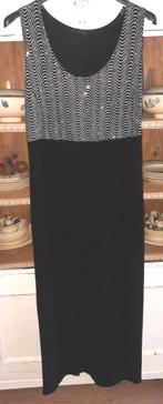 Zwarte lange tricot vintage jurk met zilver bovenstuk 42, Kleding | Dames, Gelegenheidskleding, Galajurk, Verzenden, Zwart, Maat 42/44 (L)