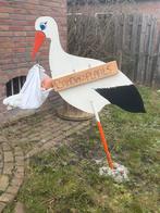 Geboortebord Ooievaar met Pop, Kinderen en Baby's, Kraamcadeaus en Geboorteborden, Ophalen, Gebruikt, Geboortebord