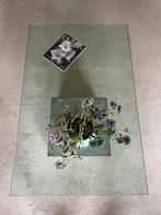 vintage design salontafel glas/beton (Saporiti), Ophalen, Gebruikt, 100 tot 150 cm, 50 tot 100 cm