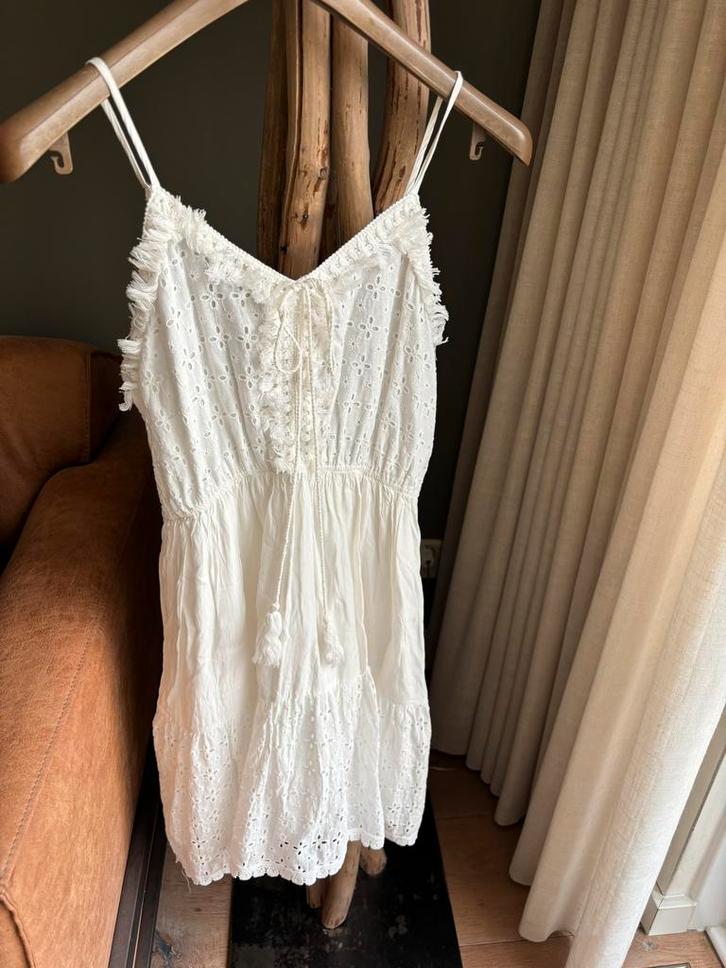 Wit jurkje met kant, maat S ibiza style, katoen, Kleding | Dames, Jurken, Gedragen, Maat 36 (S), Wit, Boven de knie, Ophalen of Verzenden