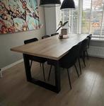 Mooie eettafel massief eiken blad afm: 220x100 met 6 stoelen, Huis en Inrichting, Tafels | Eettafels, Ophalen, 200 cm of meer