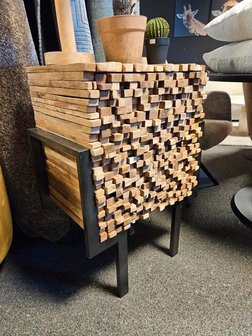 Ladenkadtje oud teak uniek industrieel frame, Huis en Inrichting, Kasten | Ladekasten, Nieuw, Minder dan 100 cm, 50 tot 100 cm