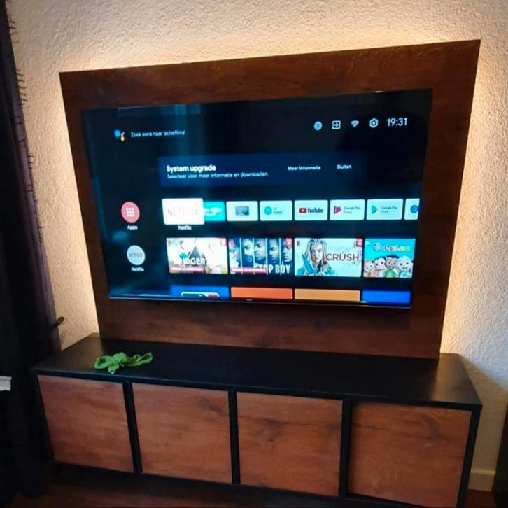 Zwevend tv meubel met achterplaat, kastjes en lichtstrip, Huis en Inrichting, Kasten | Televisiemeubels, Minder dan 100 cm, 25 tot 50 cm