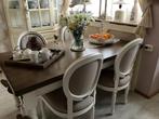 te  koop 4 vlekvrije taupe keuken stoelen, Huis en Inrichting, Stoelen, Ophalen, Hout, Gebruikt, Overige kleuren