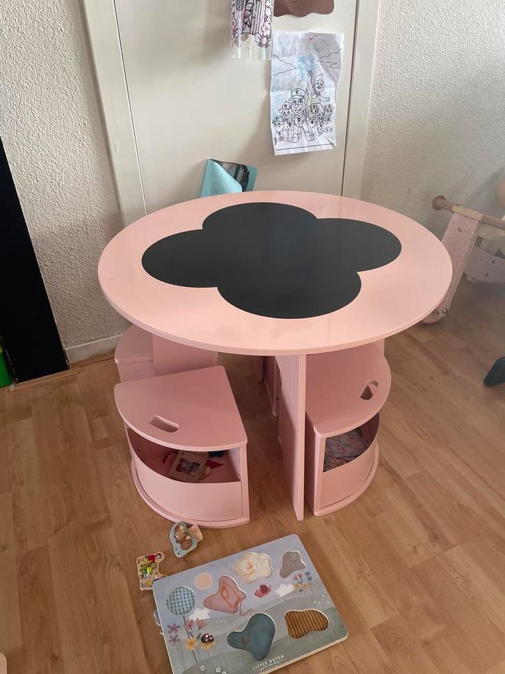 Kinder Tafel met 4 Krukjes en Opbergruimte, Kinderen en Baby's, Speelgoed | Speeltafels, Zo goed als nieuw, Ophalen
