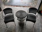 Rieten vintage tuin of decoratie zitjes rotan blauw, Tuin en Terras, Tuinsets en Loungesets, Bijzettafel, Zo goed als nieuw, Wicker