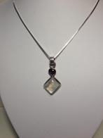 langen zilveren ketting + zilveren hanger 925, Gebruikt, Verzenden, Met edelsteen, Zilver
