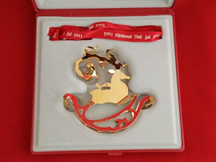 Georg Jensen Royal Copenhagen - vergulde kersthanger 1991, Diversen, Kerst, Zo goed als nieuw, Ophalen of Verzenden