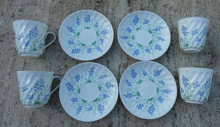 Lomonosov 4 Prachtige Kop en Schotels met Blauwe Bloemen, Huis en Inrichting, Keuken | Servies, Nieuw, Bord(en), Wedgwood, Porselein