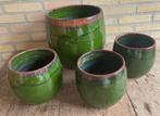 Set 4 bloempotten voor binnen Charlotte Keramiek Groen, Tuin en Terras, Bloempotten, Rond, Binnen, Ophalen of Verzenden, Zo goed als nieuw