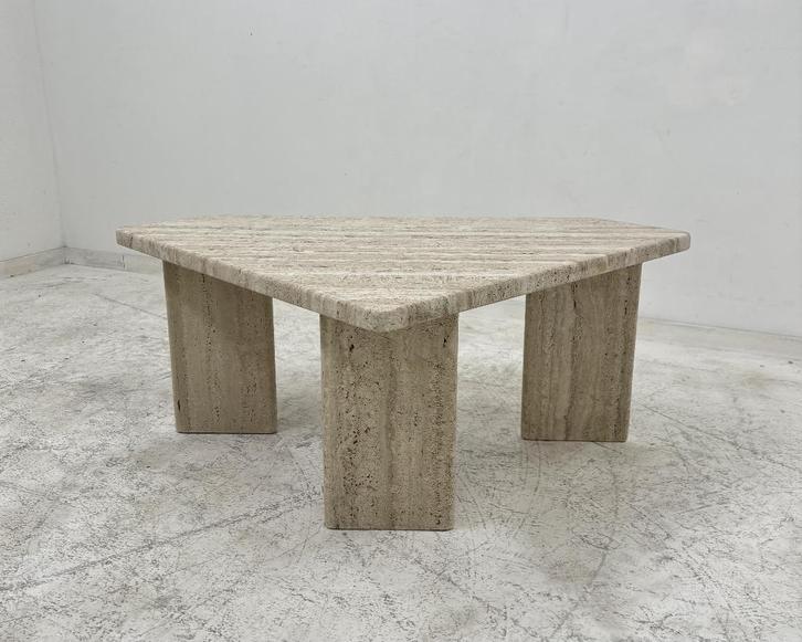 Travertine Salontafel Brutalist, Huis en Inrichting, Tafels | Salontafels, Zo goed als nieuw, Minder dan 50 cm, 50 tot 100 cm