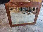Vintage Art Deco Spiegel met Houten Frame, Antiek en Kunst, Ophalen, Vierkant, 50 tot 100 cm, Minder dan 100 cm