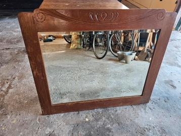 Vintage Art Deco Spiegel met Houten Frame beschikbaar voor biedingen