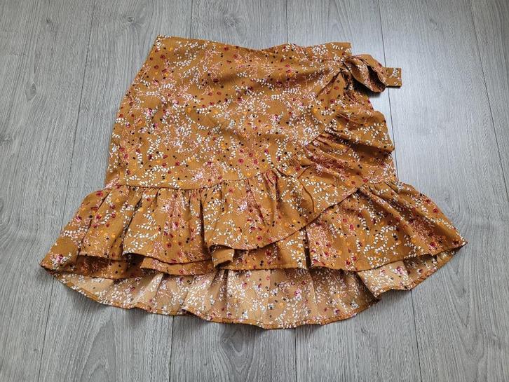 MY JEWELLERY bruin rokje met bloemenprint maat L ~ JB0078, Kleding | Dames, Rokken, Zo goed als nieuw, Maat 42/44 (L), Bruin, Boven de knie