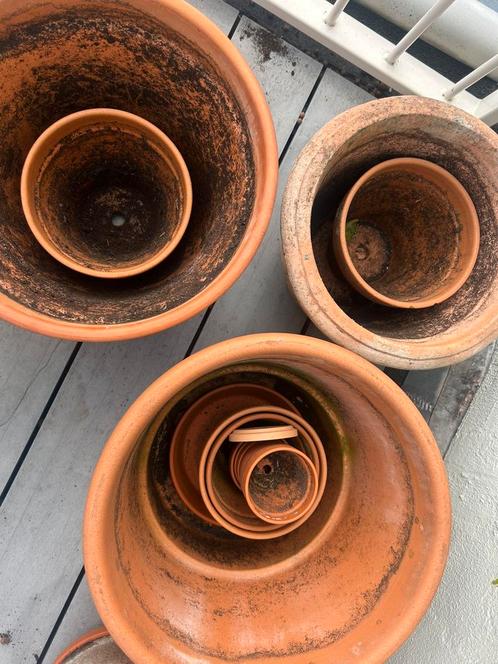 Set terracotta bloempotten, Tuin en Terras, Bloempotten, Gebruikt, Balkon, Rond, Ophalen