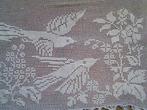 handgehaakt gordijntje met vogels nr PP 151, Verzenden, Wit, 50 tot 100 cm, Zo goed als nieuw