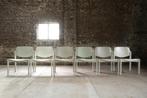 6 Houten Fauteuils Licht -beige -groen -groenig wit jaren 70, Gebruikt, Ophalen of Verzenden, 50 tot 75 cm, Hout