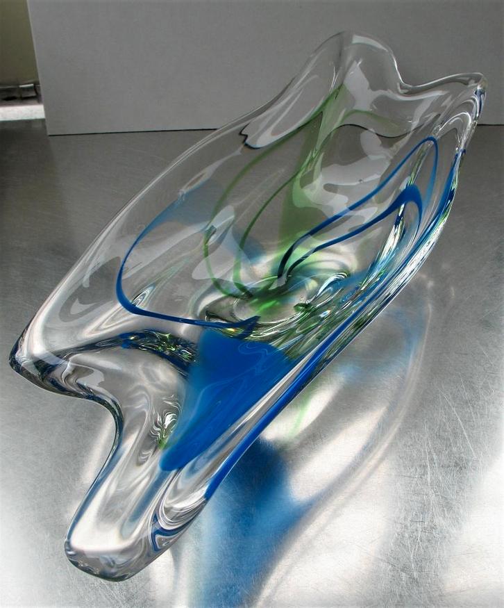 Max Verboeket KristalunieK object Maastricht blauw en groen, Antiek en Kunst, Antiek | Glas en Kristal, Ophalen of Verzenden