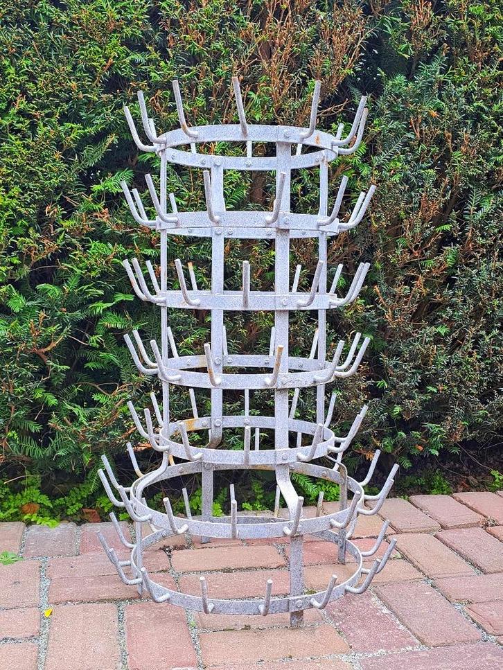 Antieke zinken FLESSENHOUDER standaard FLESSENDROGER, Antiek en Kunst, Antiek | Woonaccessoires, Ophalen of Verzenden