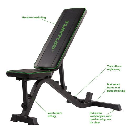 Tunturi UB-40 drukbankje, eventueel mét 2 X 7,5 kg Dumbbels!, Sport en Fitness, Fitnessapparatuur, Zo goed als nieuw, Krachtstation