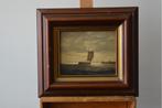 Schilderij van H. Wijborgh: Sch-6 Bomschuit op zee, Antiek en Kunst, Kunst | Schilderijen | Klassiek, Ophalen of Verzenden