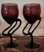 2X vintage bordeaux kleurige wijnglas Jozefina Krosno, Antiek en Kunst, Antiek | Glas en Kristal, Ophalen of Verzenden