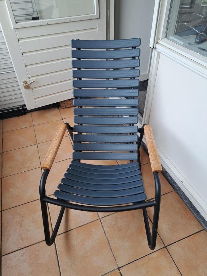Houe Reclips Schommelstoel met Bamboe armleuningen blauw, Tuin en Terras, Tuinstoelen, Zo goed als nieuw, Metaal, Ophalen