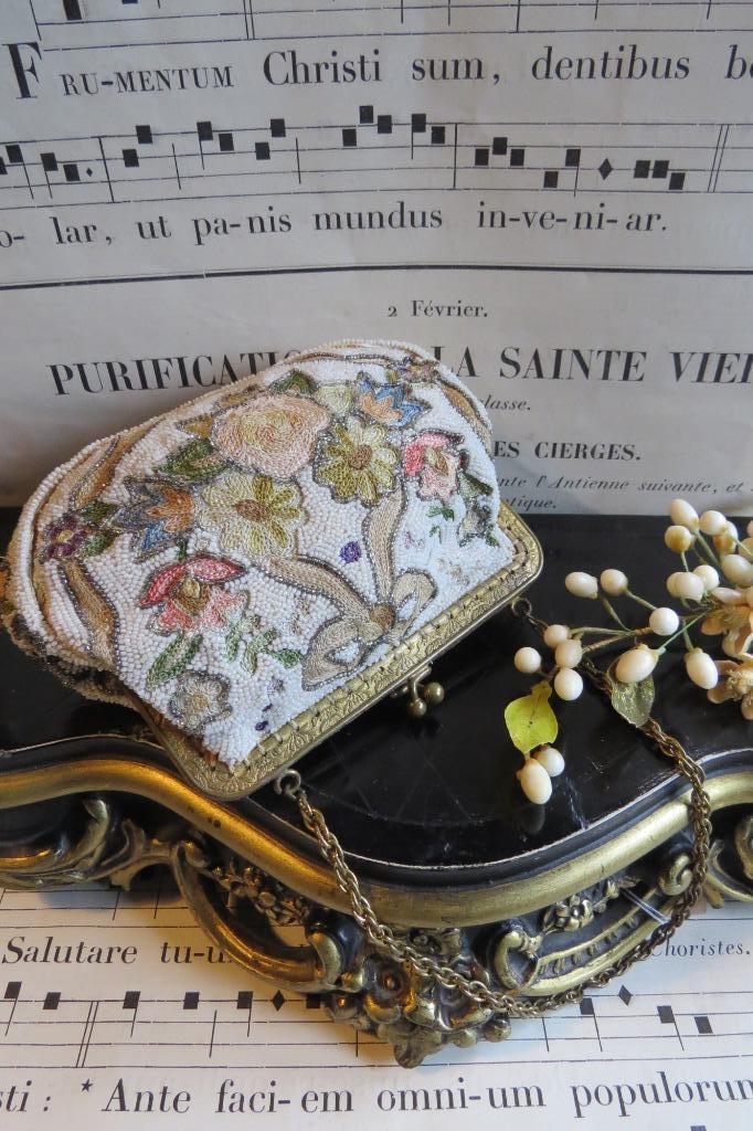 Antiek Engels geborduurd kralen avond tasje c.1900, Antiek en Kunst, Antiek | Kleding en Accessoires, Dames, Ophalen of Verzenden