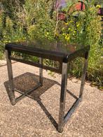 Bijzettafel met rookglas en chroom, Huis en Inrichting, Tafels | Sidetables, Ophalen, Gebruikt, 50 tot 100 cm, Rond