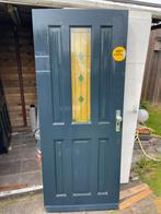 Hardhouten voordeur met glas in lood, 80 tot 100 cm, Ophalen of Verzenden, 200 tot 215 cm, Glas
