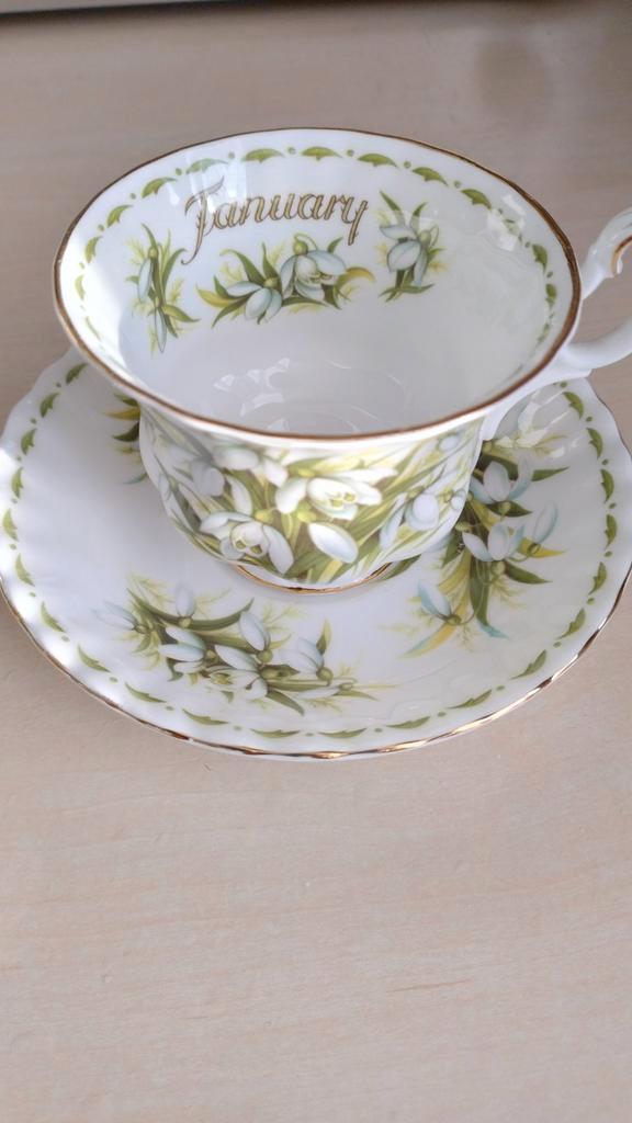 Royal Albert January Flowers Kop en Schotel, Huis en Inrichting, Keuken | Servies, Zo goed als nieuw, Kop(pen) en/of Schotel(s)