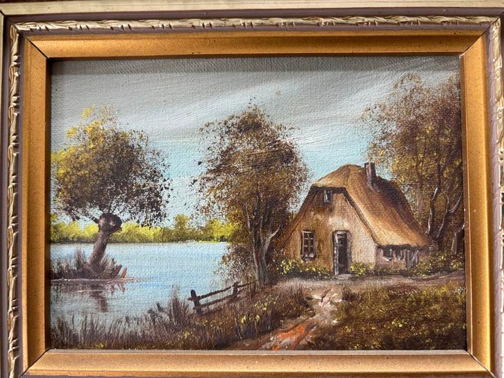 CH Diemer Schilderij - Landschap met huis, Antiek en Kunst, Kunst | Schilderijen | Klassiek, Ophalen of Verzenden