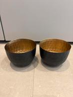 Decoratieve schaaltjes zwart/goud 2x, Huis en Inrichting, Woonaccessoires | Kandelaars en Kaarsen, Zwart, Ophalen of Verzenden