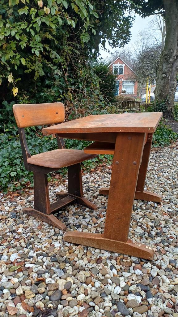 Vintage brocante houten schoolbankje, Antiek en Kunst, Antiek | Meubels | Kasten, Ophalen