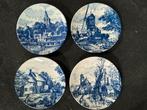 4 delftblauwe borden - 4 jaargetijden, Antiek en Kunst, Antiek | Wandborden en Tegels, Ophalen of Verzenden
