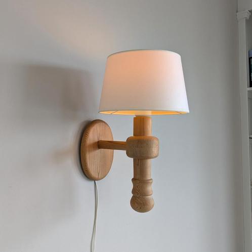 Solide vintage Tsar Sweden houten design lamp. Jaren 70., Huis en Inrichting, Lampen | Wandlampen, Hout, Ophalen of Verzenden