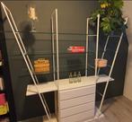 Glazen kast, roomdivider met ladenkast wit., Ophalen, Gebruikt, 100 tot 150 cm, 3 of 4 laden