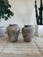 Set van twee geweldige potten / kruiken / vazen, Rond, Ophalen of Verzenden, Zo goed als nieuw, Minder dan 25 cm