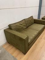 Mooie luxe suede fluwelen olijfgroene banken - GEREINIGD, Ophalen, 100 tot 125 cm, Luxe, Driepersoons