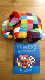 Olifant knuffel Elmer 25 cm x 32 cm incl. boek., Ophalen of Verzenden, Zo goed als nieuw, Olifant