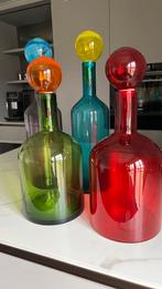 Pols potten Bubbles & Bottles karaf fles vaas set van 4, Ophalen, Overige kleuren, Nieuw, Glas